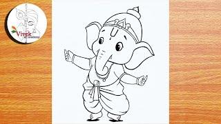 Beautiful Ganesh Drawing | Easy Drawing | How to Draw Beautiful Ganpati Bappa