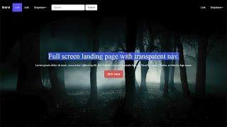 Transparent navbar with full screen background image landing page-Bootstrap