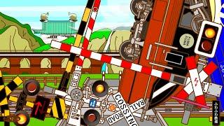 コンパクトなふみきり　Various Railroad Crossing and train.　railway level crossover. 踏切　踏み切り　電車　でんしゃ　ふみきり　アニメ　列車