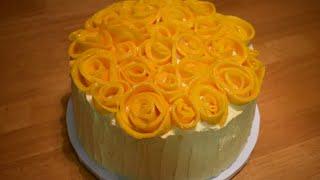 Mango Chiffon Cake - Mango Sponge Layer Cake with Mango Filling and Whipped Cream Frosting