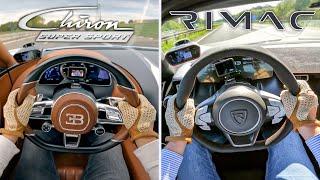 Bugatti Chiron Super Sport (1600hp) vs. RIMAC Nevera (1900hp) | 100-200 km/h accelerations