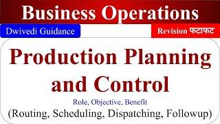 Production planning and control, Routing, Scheduling, loading, Dispatching, Business Operations,