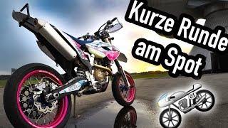 Runde am Spot drehen! Wheeliebar lackieren [Husqvarna FE 450 Supermoto] | Alex App