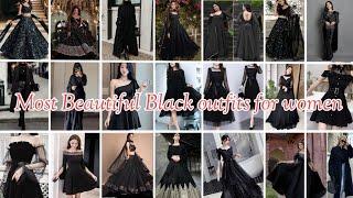 Black anarkali suit design || Long black dress outfit ideas || Black outfit ideas