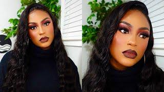 DETAILED FULL GLAM MAKEUP TUTORIAL FOR BEGINNERS || HIGH CONTRAST MAKEUP #darkskin #brownskin #woc