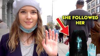 Creepy Girl Follows My Wife as a - Halloween Prank