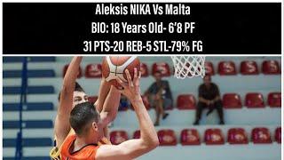 Aleksis Nika Vs Malta FIBA U18 European Championship Division C Basketball Highlights-2022