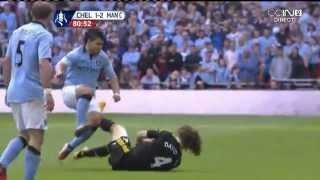 Sergio Aguero Horrific TACKLE  on David Luiz ! [ Chelsea 1-2 Manchester City ] 14/4/2013 HQ