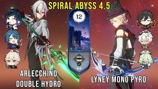 C0 Arlecchino Double Hydro and C0 Lyney Mono Pyro - Genshin Impact Abyss 4.5 - Floor 12 9 Stars
