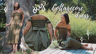 DIY Shirred Midi Dress Tutorial + PATTERN // Cottagecore Dress for BEGINNERS