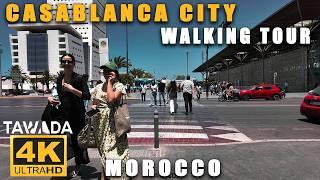 Casablanca city downtown Walking tour  4K UHD Morocco 