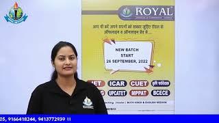 New Batch Announcement. Royal institute of competition, Udaipur