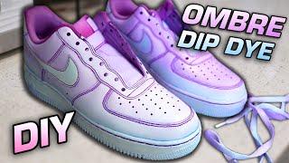 How To: Ombre Two Tone Dip Dye Air Force 1 Shoes & Tie Dye Laces!