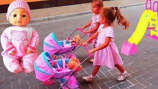 Arina & Ksysha pretend play with baby born doll Nastya / Magic Twins