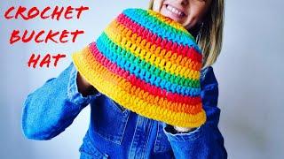 How to Crochet  Bucket Hat  for Beginners Quick and Easy#pride#rainbow#prada#RaplhLoren