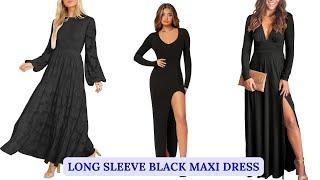 Great long sleeve black maxi dress, Shopping Ideas 2023