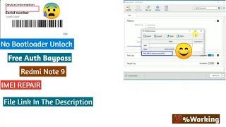 Repair IMEI  Redmi Note 9 No Bootloder Unlock Free Baypass Tool
