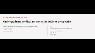 Undergraduate medical research: the student perspective | RTCL.TV