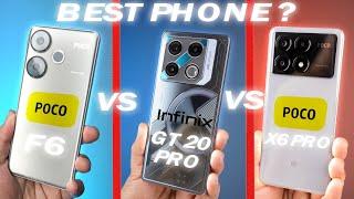 Infinix gt 20 pro vs Poco X6 pro vs Poco F6 Gaming testing / Battery Drain
