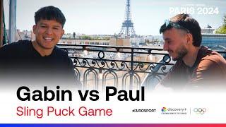 @gabinouvilla  takes on @paulferrerz in an INTENSE game of Sling Puck  #Paris2024