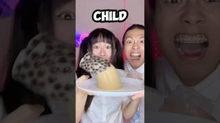 Adult VS Child Emoji Food Challenge ASMR boba tea bubble tea #asmr #funny #mukbang