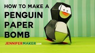 Penguin Paper Bomb - Pop-Up Toy Tutorial & Pattern - Kamikara - ペンギン爆弾)