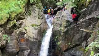 River canyoning near Bagneres-de-Luchon in the central French Pyrenees