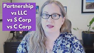 Partnership vs LLC vs S Corp vs C Corp -- which entity is right for your multi-owner business?