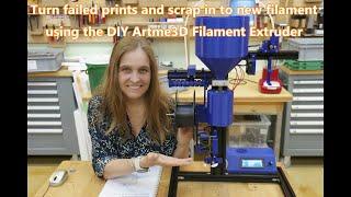 Turn failed prints and scrap in to new filament using the DIY Artme3D Filament Extruder