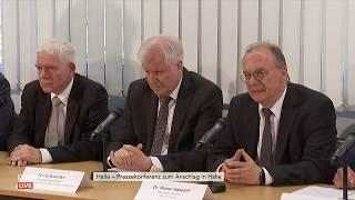 Pressekonferenz u.a. mit Seehofer und Haseloff zum Attentat in Halle