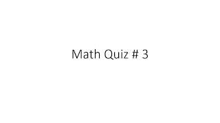 Water Treatment Math Quiz # 03