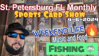 St. Petersburg Card Show April 6th 2024.  Fishing Catching a toothy fish, Local Festival and the Pup