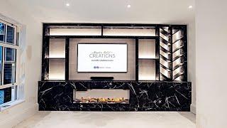 Bespoke media wall BLACK MARBLE & ELECTRIC FIREPLACE