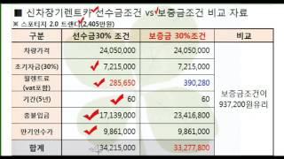 신차장기렌트카 선수금과 보증금조건 비교자료