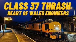 Heart of Wales Class 37 Chase.. 37405 leads a ballast train...