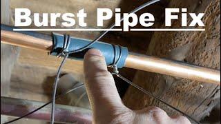 How to fix a burst pipe. Plumbing leak. Pipe leak. Burst pipe fix. Copper Pipe Fix. Solder pipe. DIY