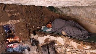 Build a WARM and COZY CAVE With a FIREPLACE Inside | Winter Survival camping, Cooking, Diy Project