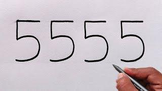 How to Draw Teddy Bear From 5555 Number | Teddy Bear Drawing Easy | Number Drawing