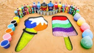 How to make Rainbow Ice Creams with Orbeez, Big Pepsi, Coca Cola, Fanta vs Mentos & Popular Sodas