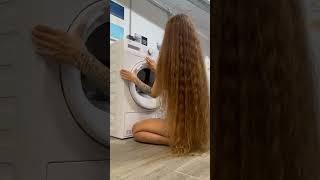 Long hair girl. Laundry time #longhair #laundry #hairplay #hair #shortvideo #shorts #short #funny