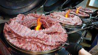 Amazing size! Grilled barbecue(pork belly and back ribs. etc.) / Korean street food