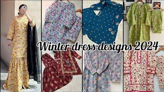 Latest Winter Dress Designs 2024 | Casual Wear Printed Dress Designs @alveenafatimaA