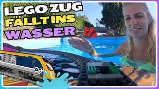 LEGO ZUG crasht bei POOL-Strecke ins WASSER...