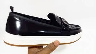 Black Carlos Milano Leather Slipon Sneakers