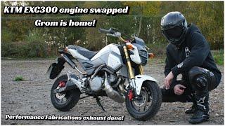 Crazy engine swapped Honda Grom finally working - KTM EXC300 2 stroke replaces the 125cc 4 stroke