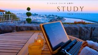 3-Hour Study With Me  | Soothing Lofi, Focused 25/5 Pomodoro Sessions & Relaxing Sunset Vibes 