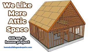 625 Square Foot House With Tall Roof And Large Attic Construction Framing And Home Building Guide