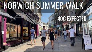 Norwich city walk tour  : Summer Heatwave walk around Norwich tourist attractions : (18/07/2022)