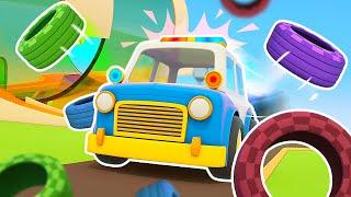 The racing car needs help. New adventures of cartoon cars for kids. Helper cars cartoons for kids.