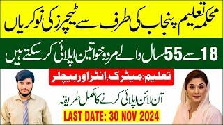 Teaching Jobs in Punjab 2024 | How To Apply Online For Literacy Teacher Jobs | By Education Updates